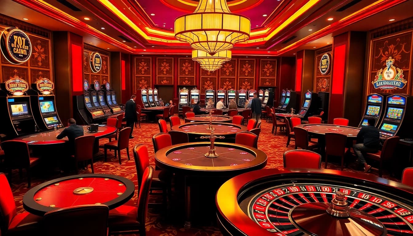 SODO casino tables filled with excited players in a luxurious gaming environment.