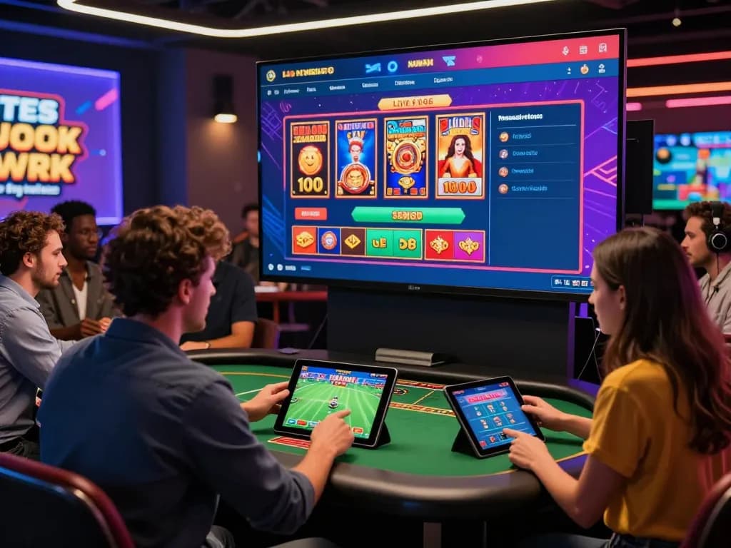 Exciting dynamic scene capturing players on trang hm88 engaging in online betting activities.