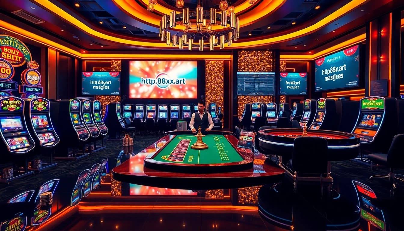 Players engaging at a casino table showcasing the excitement of http://88xx.art/ with vibrant chips and cards.