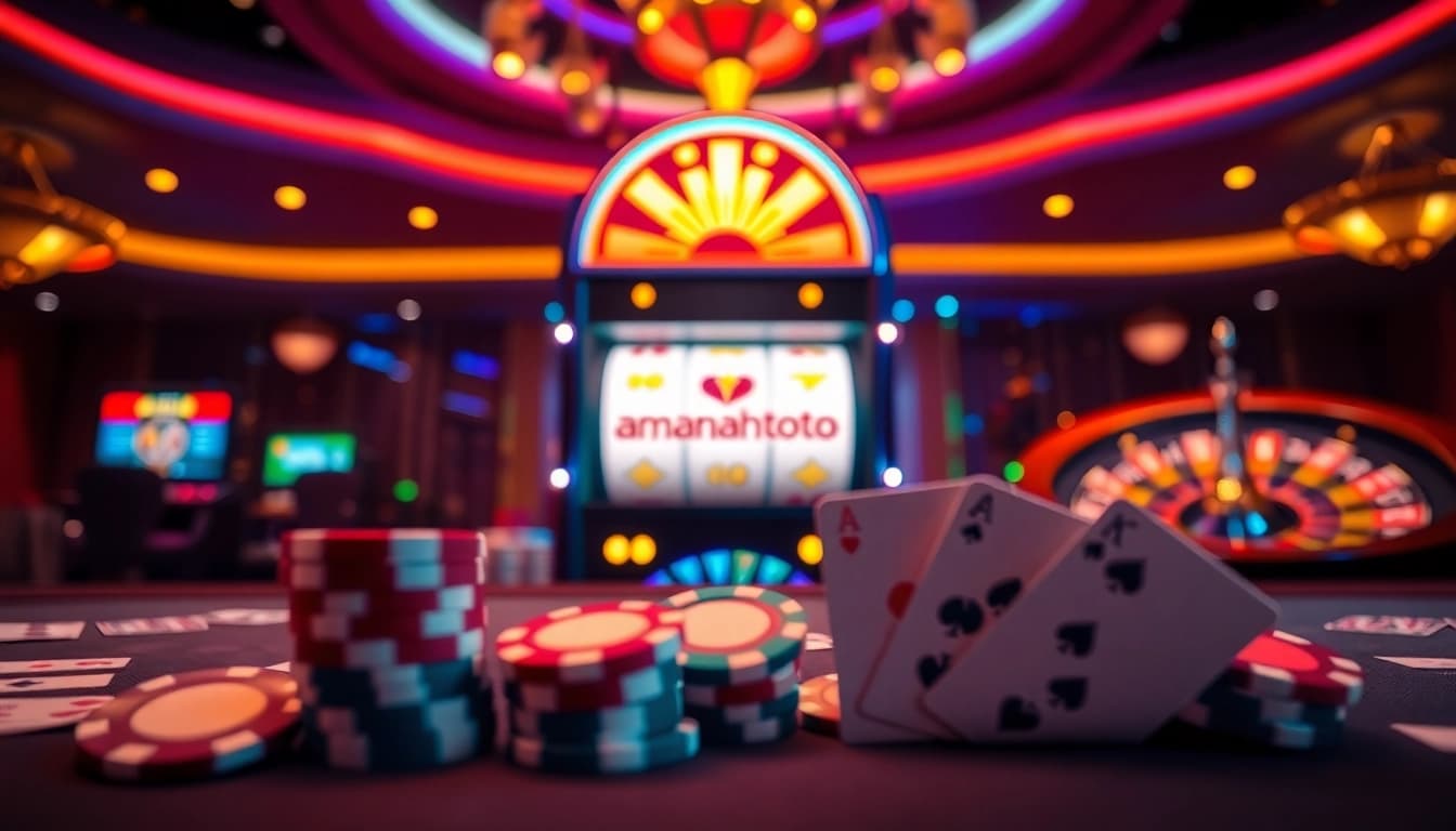 Experience the thrill of online gambling at amanahtoto with vibrant slot machines and exciting casino games.