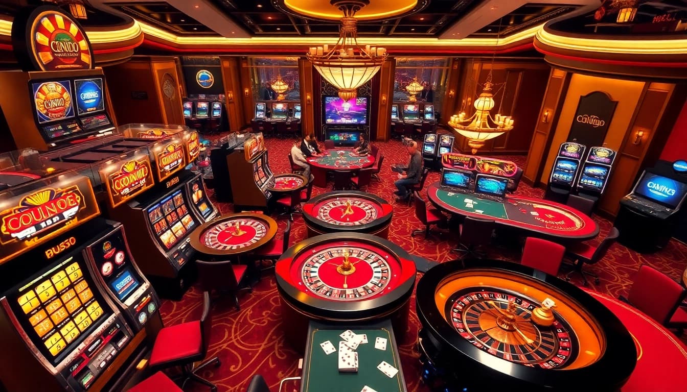 Nổ Hũ Đổi Thưởng scene featuring exciting slot machines and luxurious casino elements.