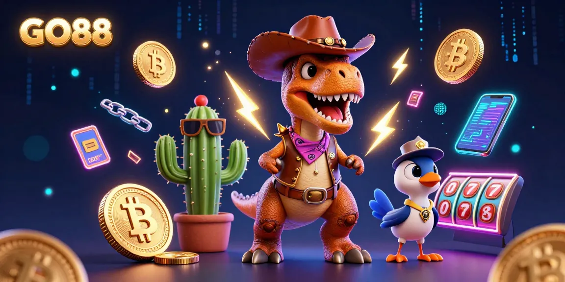 Engage with GO88 - Experience vibrant slot gameplay featuring a T-Rex and casino elements.