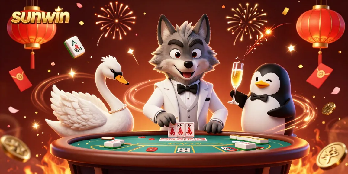 Experience thrilling gameplay at sunwin with vibrant characters and casino elements illuminated in celebration.