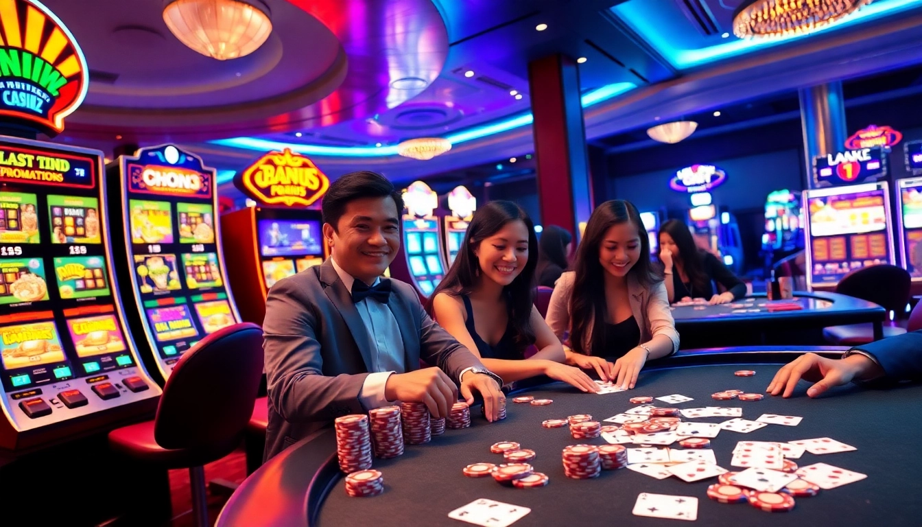 Engage with BRO138: Promo akhir tahun Toto Slot Terbaru Murah Hanya 10.000 amid a lush casino experience with vibrant slot machines.