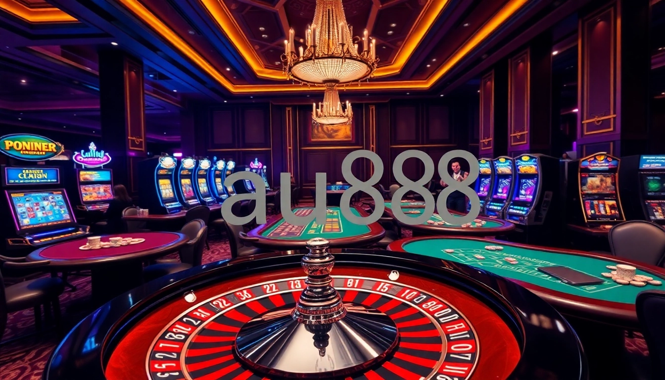 Players enjoying casino games at au88, showcasing roulette and poker excitement.