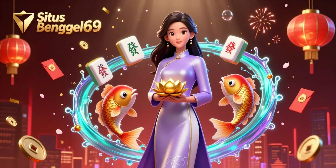 Situs Bengkel69 showcases an enchanting 3D illustration of slot gaming excitement with vibrant elements.