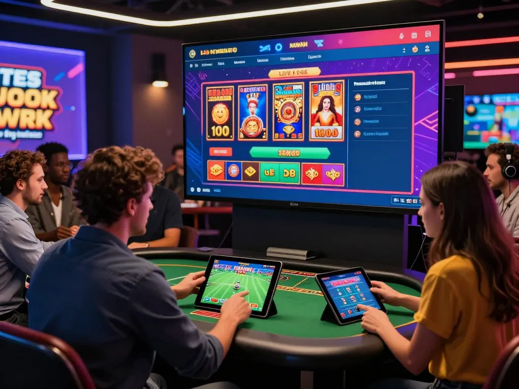 Exciting dynamic scene capturing players on trang hm88 engaging in online betting activities.
