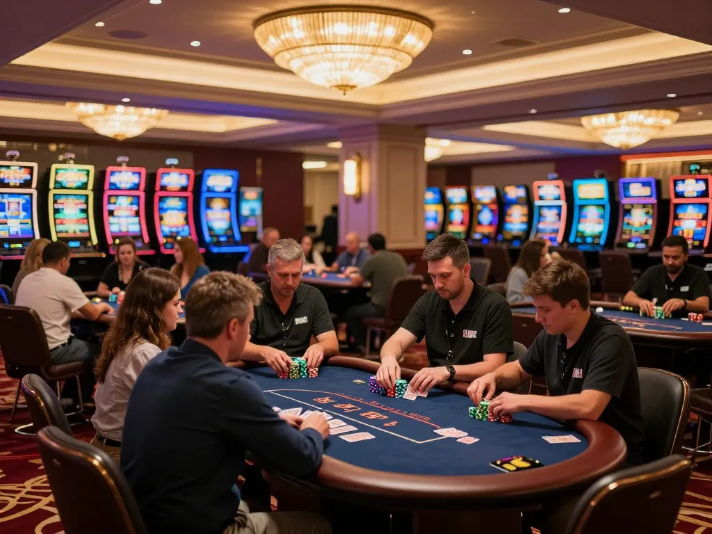 Players experiencing intense gameplay at Go88's luxurious casino tables.