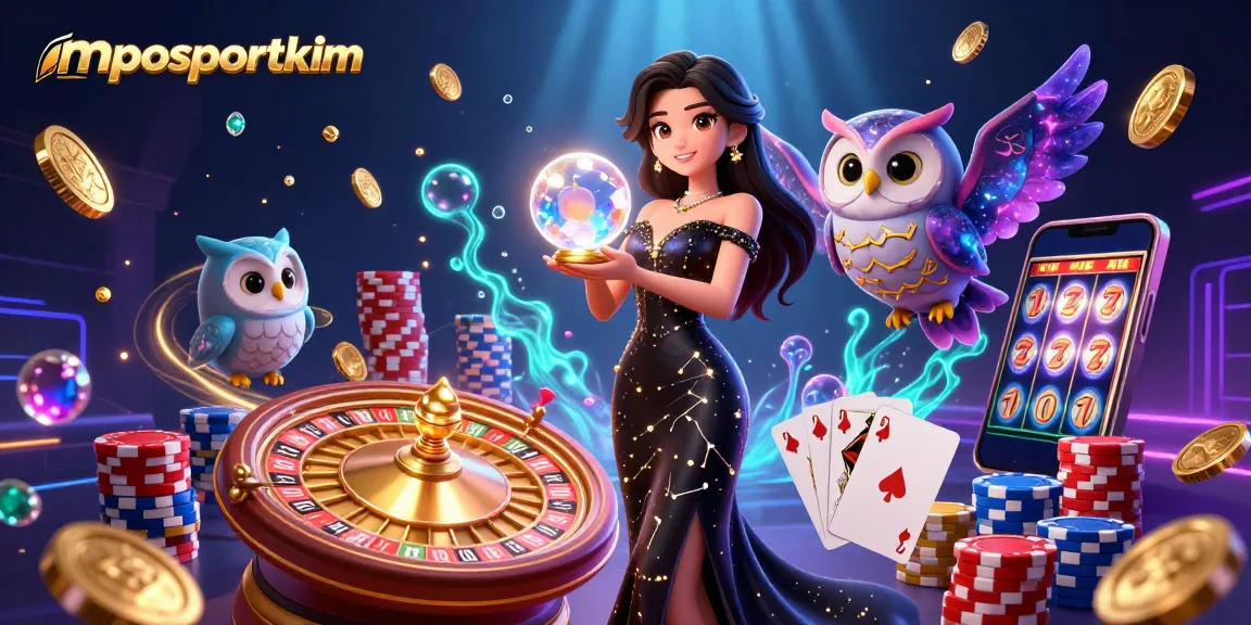 Experience the thrill of mposportkim with dazzling casino elements in a vibrant 3D scene.
