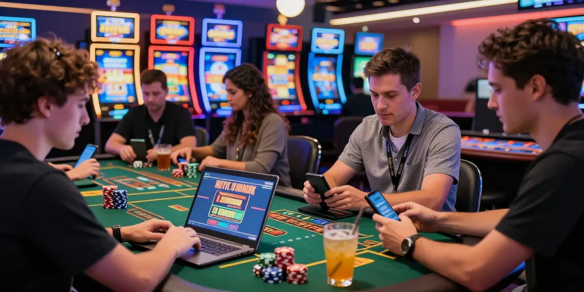 Exciting gameplay at credit card casinos at scoarch.org.uk with players and vibrant gaming atmosphere.