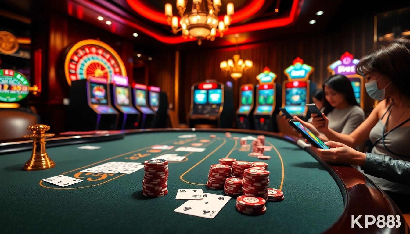 Players enjoying a thrilling game of poker at KP88 Casino.