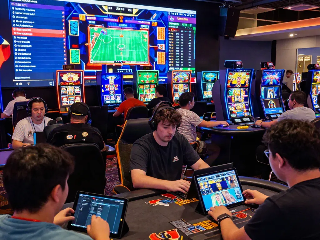 Players enjoying various A80 casino games on their devices with vibrant graphics and engaging atmosphere.