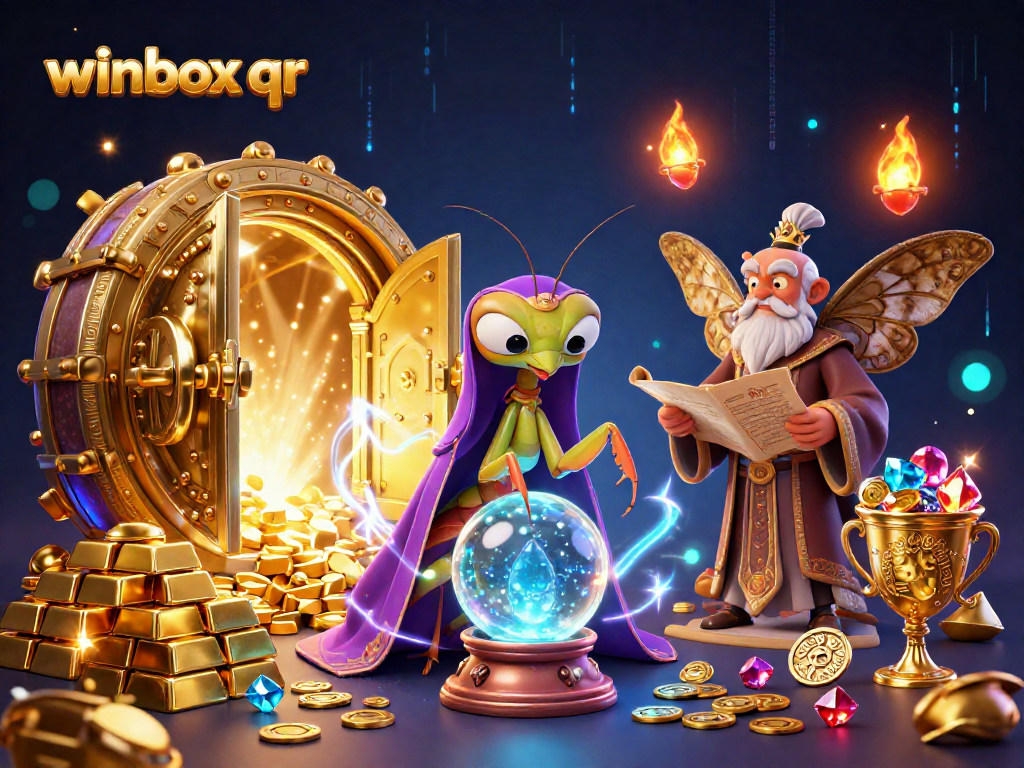 Experience winbox qr magic with fortune tellers and treasures in this vibrant casino illustration.