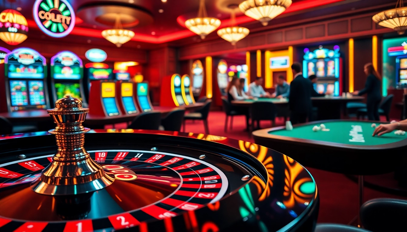 Players enjoying games at a casino with vibrant tables and slot machines reflecting 13win15 excitement.