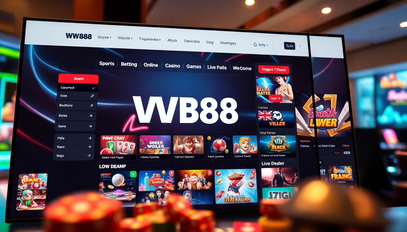WW88 online gambling platform interface showcasing exciting gaming options and user-friendly design.