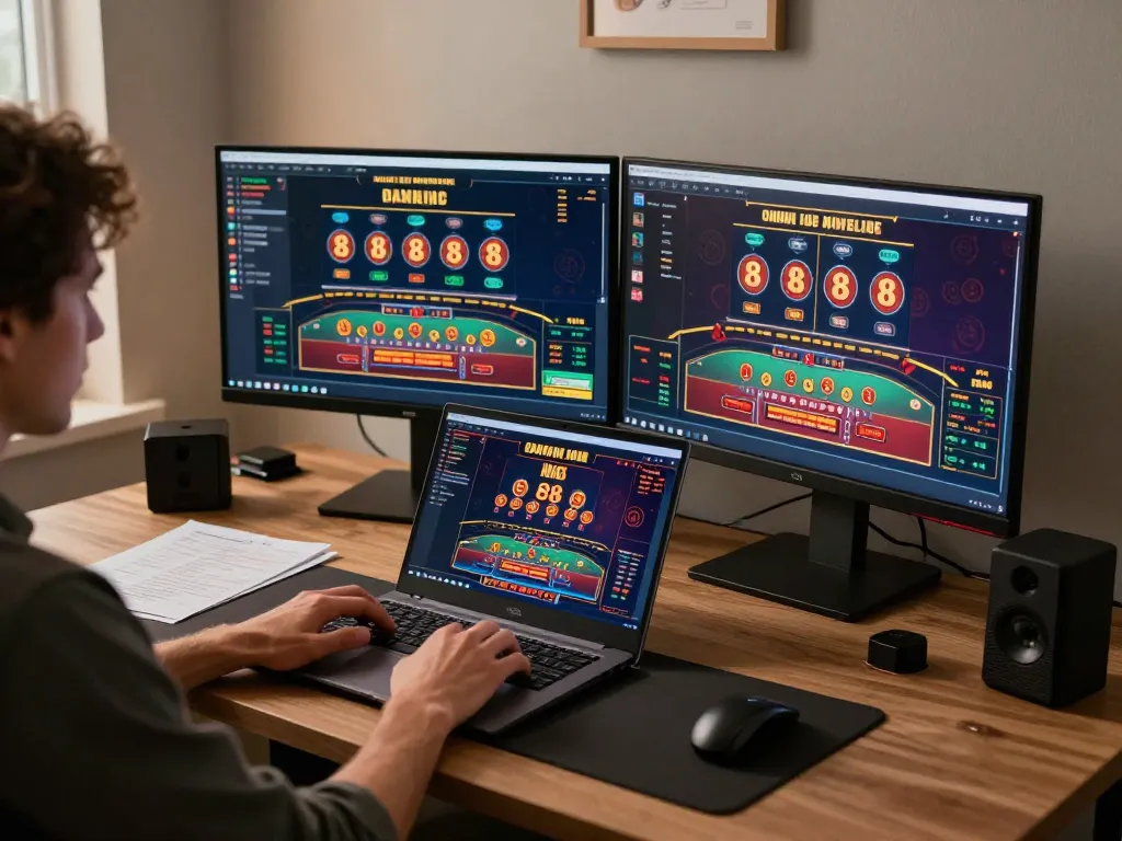 Engaging online poker action at open 88 with a player strategizing bets in a cozy environment.