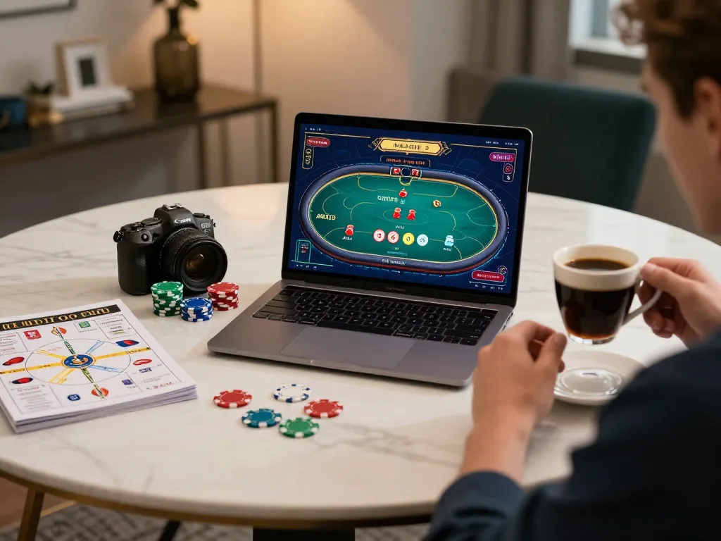 Engaging in strategic online gaming at 88xx with a cozy atmosphere and organized setup.