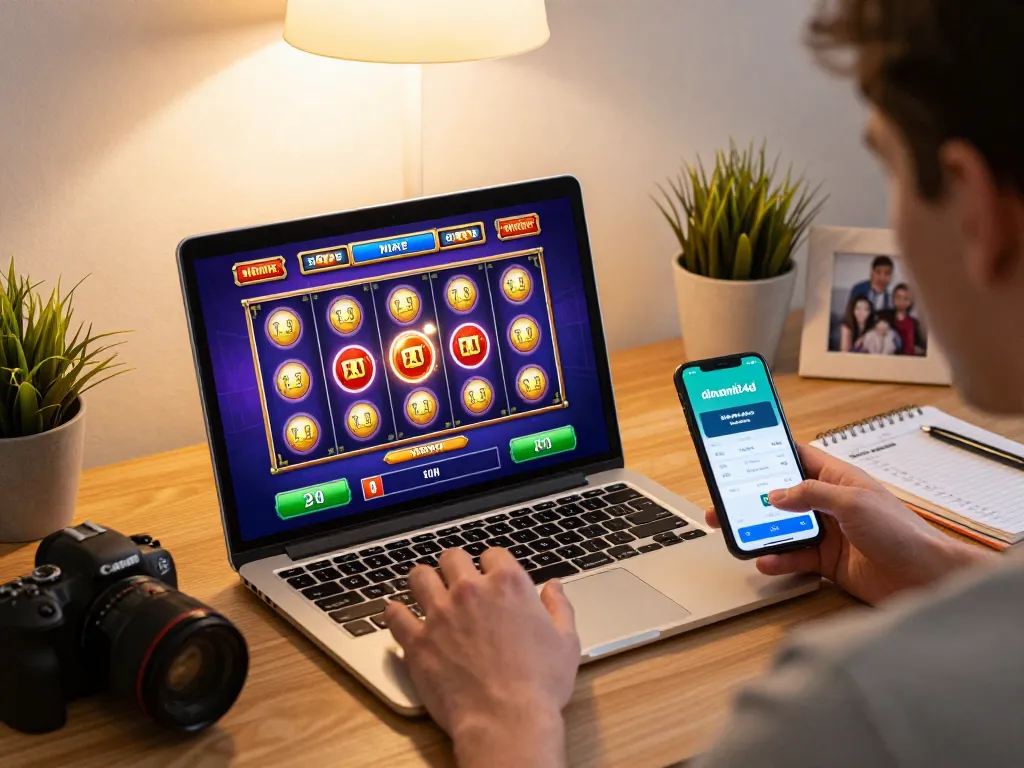 Engaging in the dinamit4d online casino slot game, showcasing vibrant graphics and win excitement.