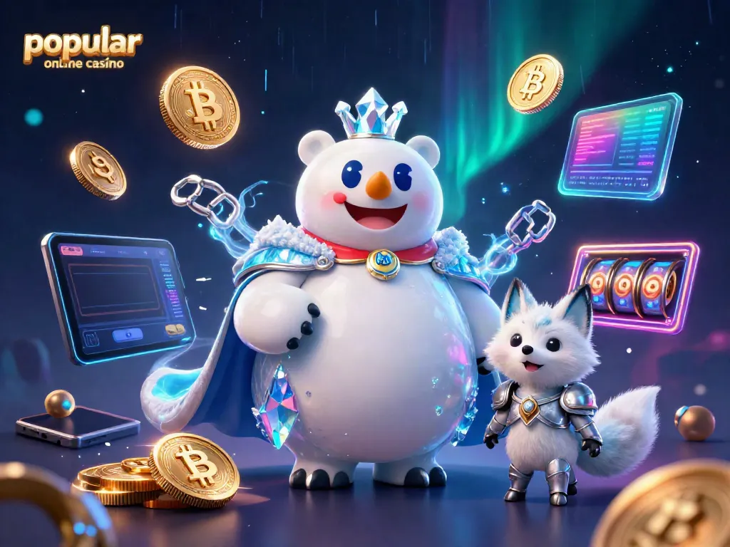 Enthralling illustration for a popular online casino showcasing a crypto theme with vibrant characters and elements.
