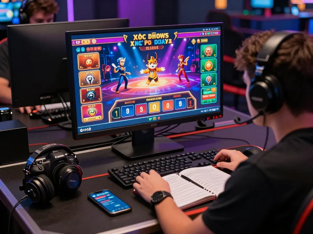 Player enjoying online gambling with Nhà Cái Kuwin on a vibrant digital platform, showcasing an exciting gaming atmosphere.
