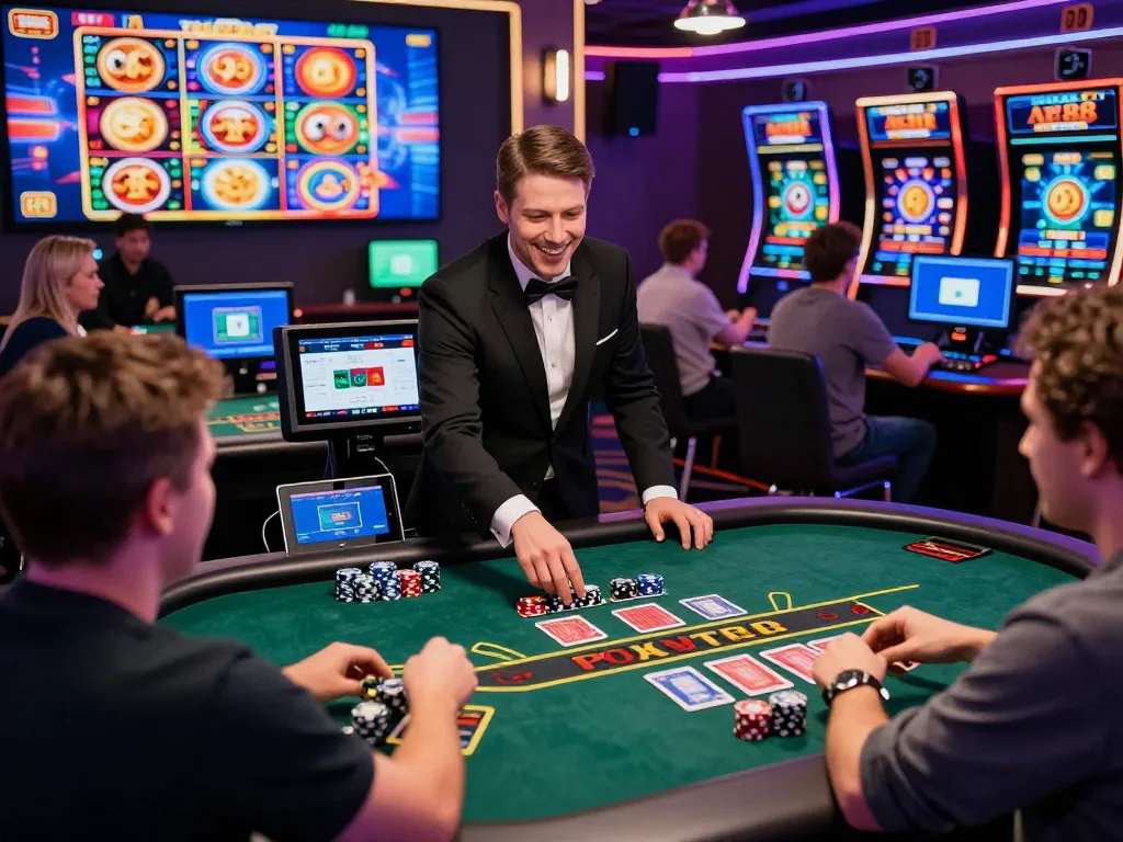 Engaging AF88 casino scene with live dealers and players enjoying diverse games online