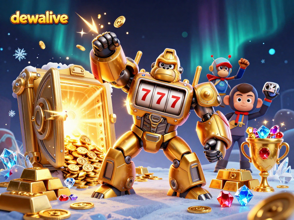 Rasakan keseruan dewalive dengan gorila emas mekanik memanfaatkan mesin slot dalam aksi jackpot