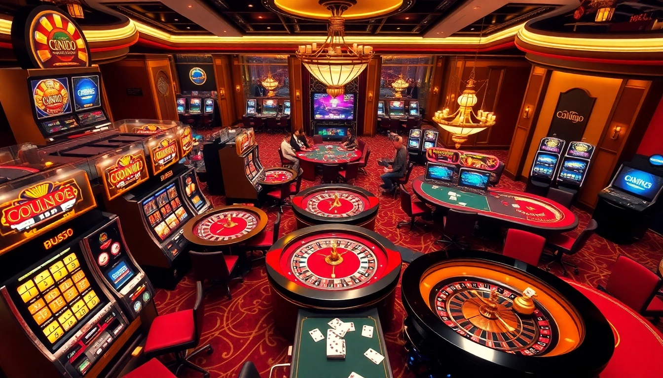 Nổ Hũ Đổi Thưởng scene featuring exciting slot machines and luxurious casino elements.