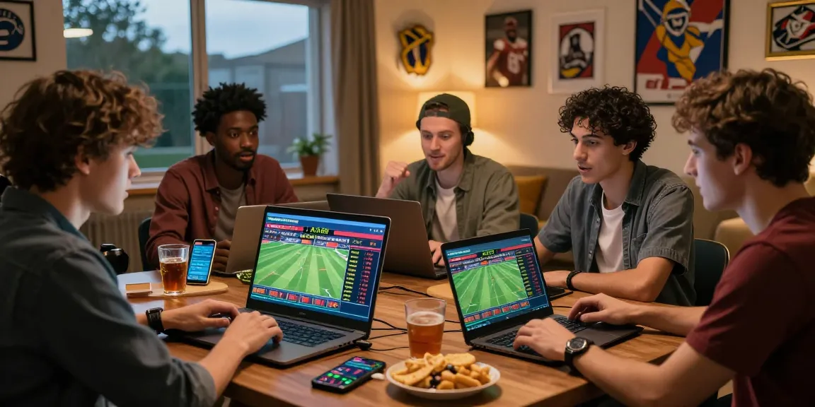 Engaging friends enjoying an online betting experience on Homepage AA88 platform in a lively setting.