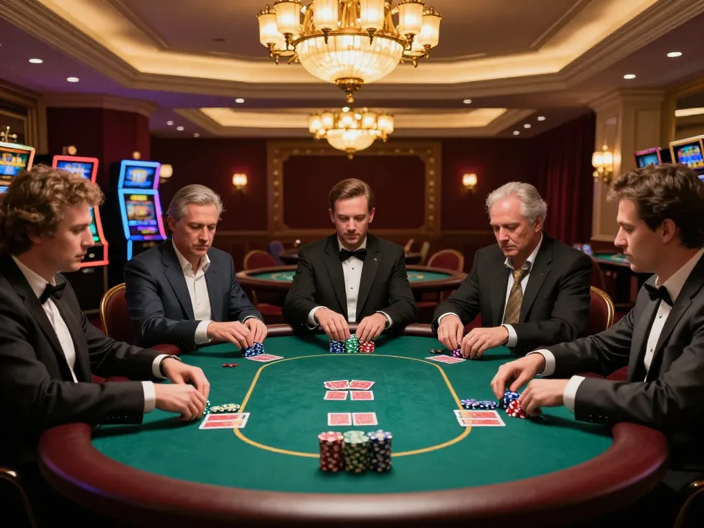 cm88 players engaged in a live poker game showcasing skill and strategy in a luxurious setting