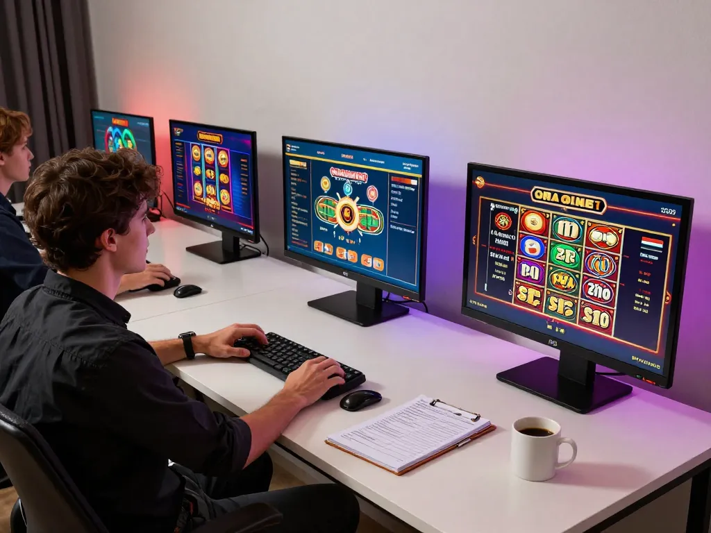 Engaging in strategic online gaming at home with goal 123 casino games visible on screens