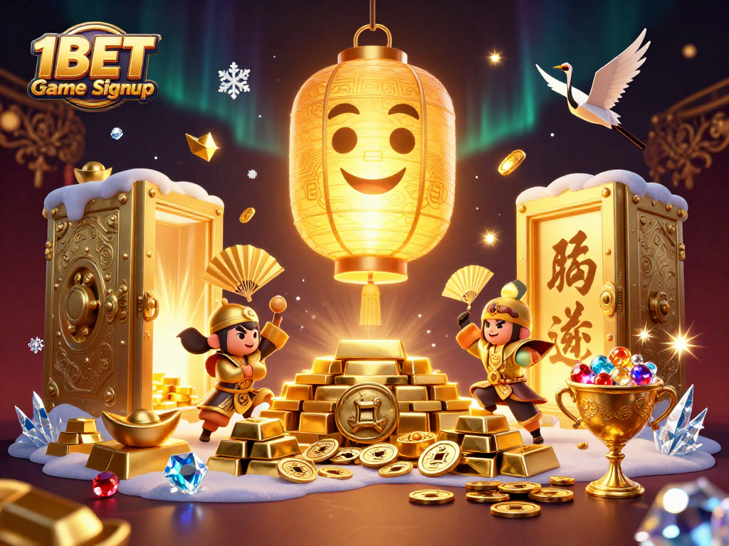 Experience thrilling wins with 1BET Game Signup, showcasing a magical casino scene with glowing spirits.