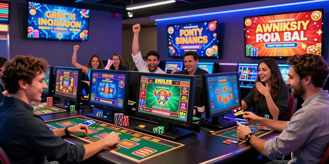 Players enjoying games at credit card casinos at scoarch.org.uk with Visa and Mastercard, vibrant digital environment.