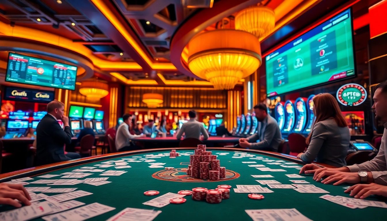 Placing bets on the thrilling แทงบอลโลก action amidst a vibrant casino atmosphere.