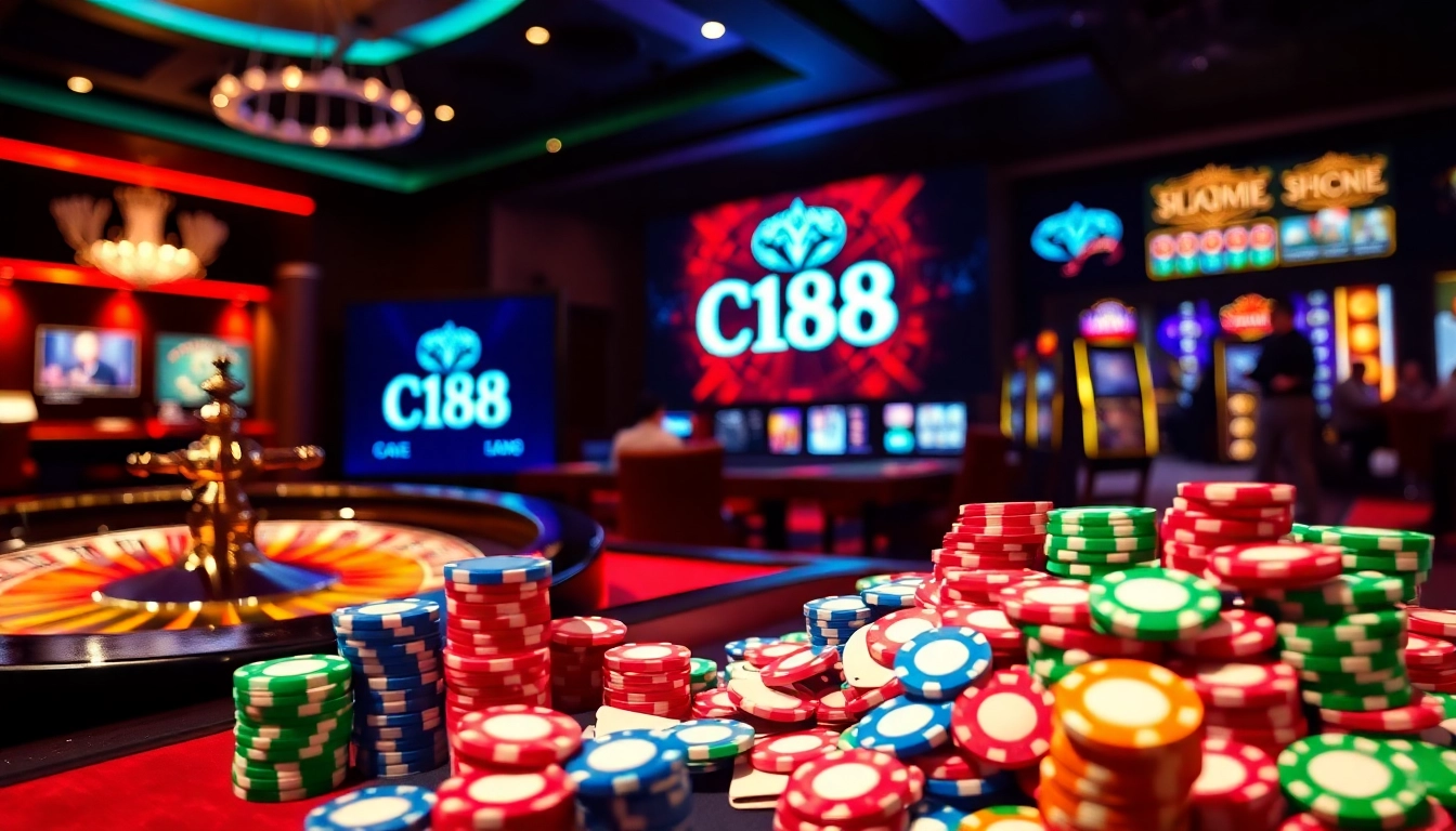 Engaging players at C168's vibrant casino table with poker chips and roulette.
