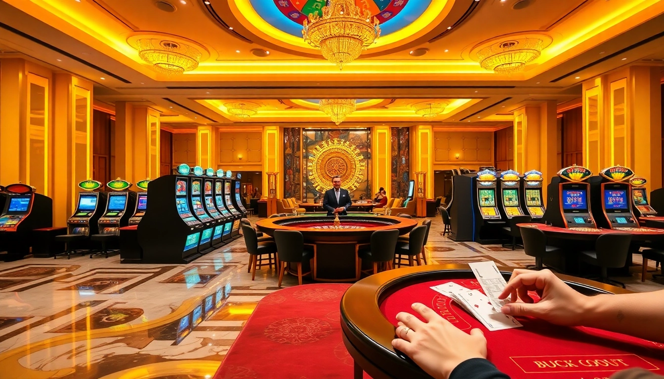Betting excitement at a luxurious lode88 casino with vibrant atmosphere and poker action.
