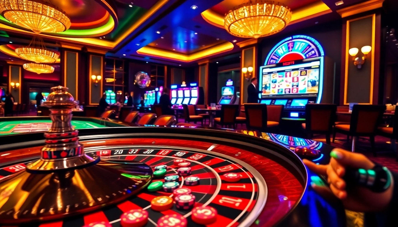 Experience the thrill of NEO79 casino games at a vibrant roulette table.