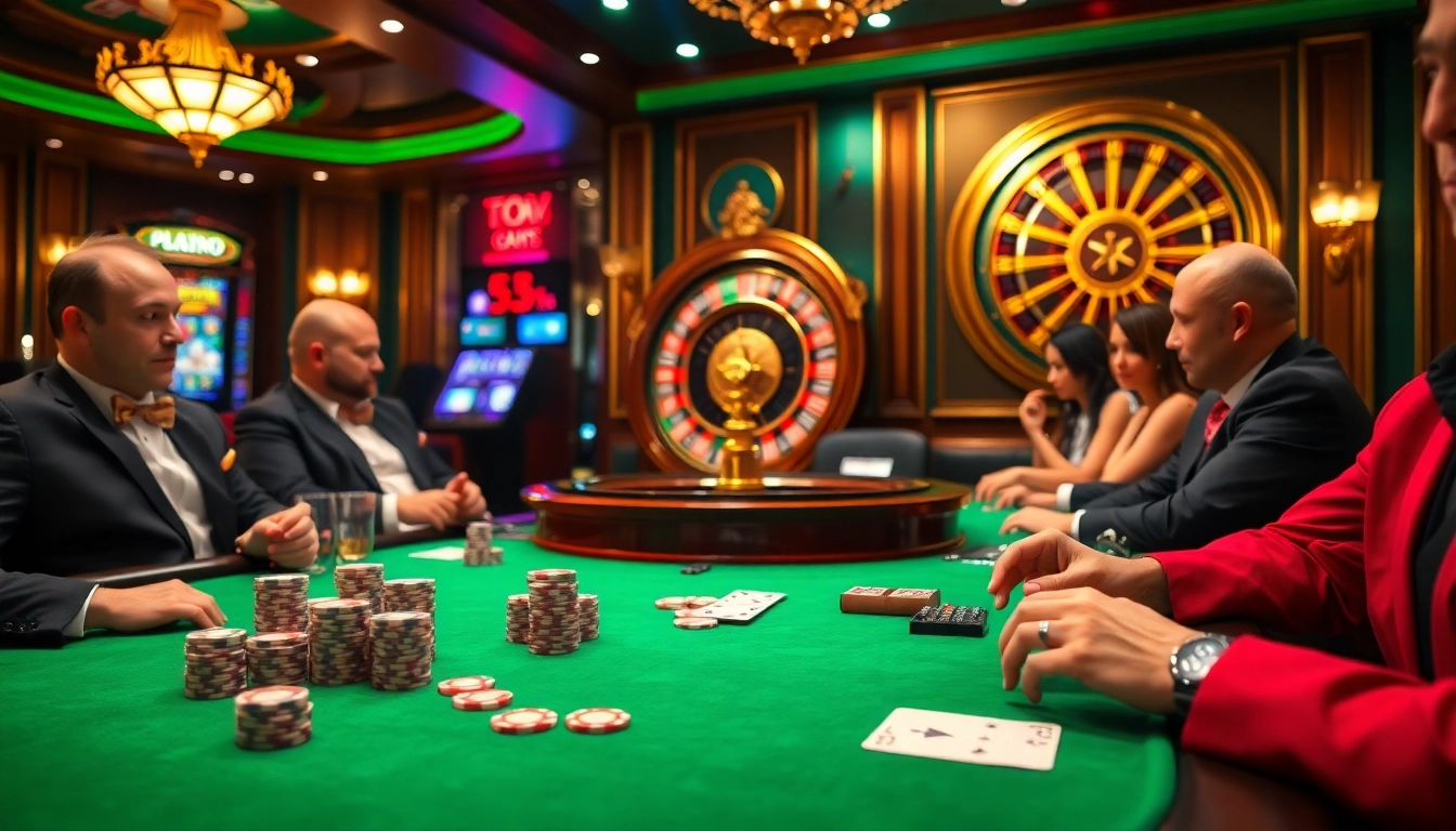 Players enjoy an exciting game of poker at Rik vip's luxurious casino table.