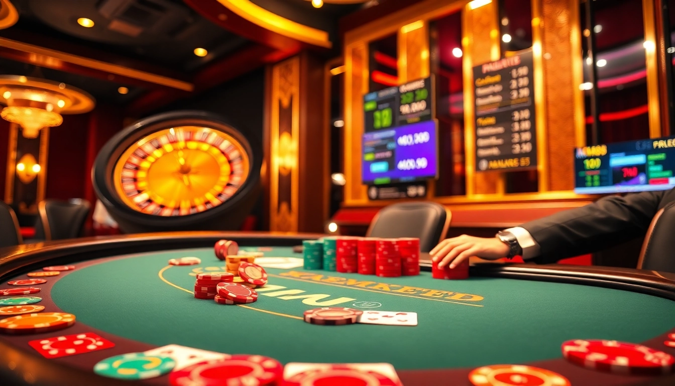 Experience exhilarating gameplay at mm 88's luxurious casino table with poker chips and cards.