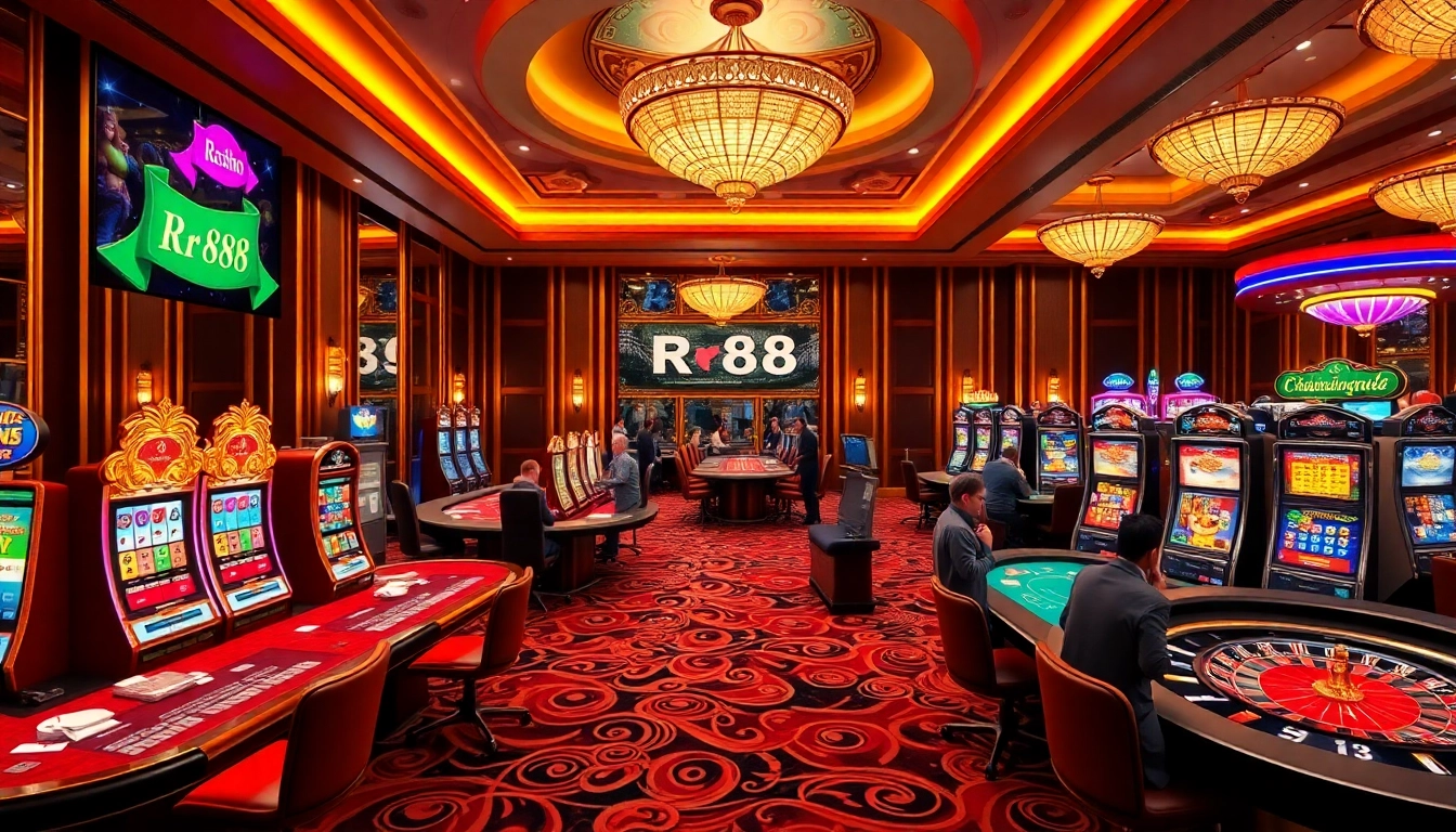 Experience the excitement of nhà cái rr88 with vibrant casino visuals and engaging gambling elements.