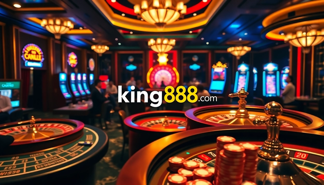 Gamblers enjoying an exciting experience at king88 com casino tables, with engaging visuals and vibrant ambiance.