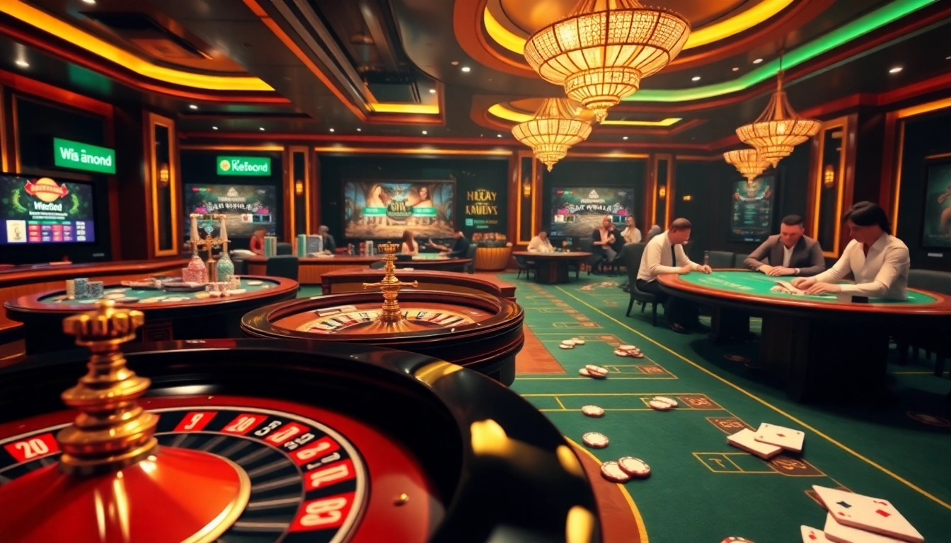 Engaging gaming experience at Nhà cái Hitclub with vibrant casino tables and exciting gameplay.