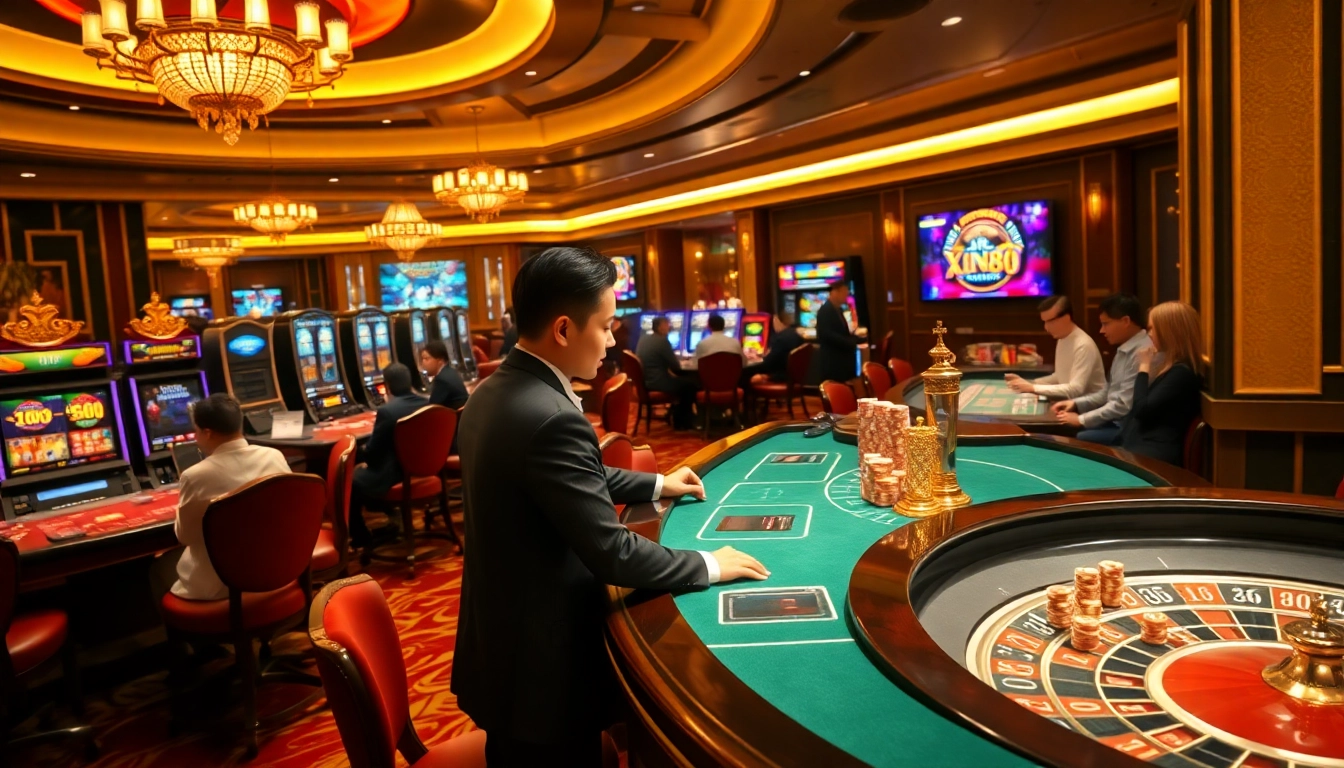 Experience the thrill of Xin88 with vibrant gambling action at an elegant casino table.