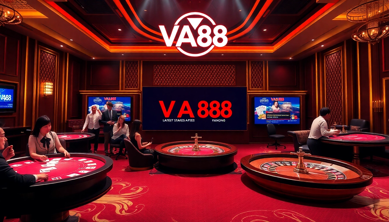VA88 logo displayed prominently in a luxurious casino setting with engaging players.