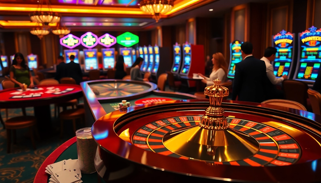 Experience the excitement at https://urr88.com/ with gamblers placing bets at vibrant casino tables.