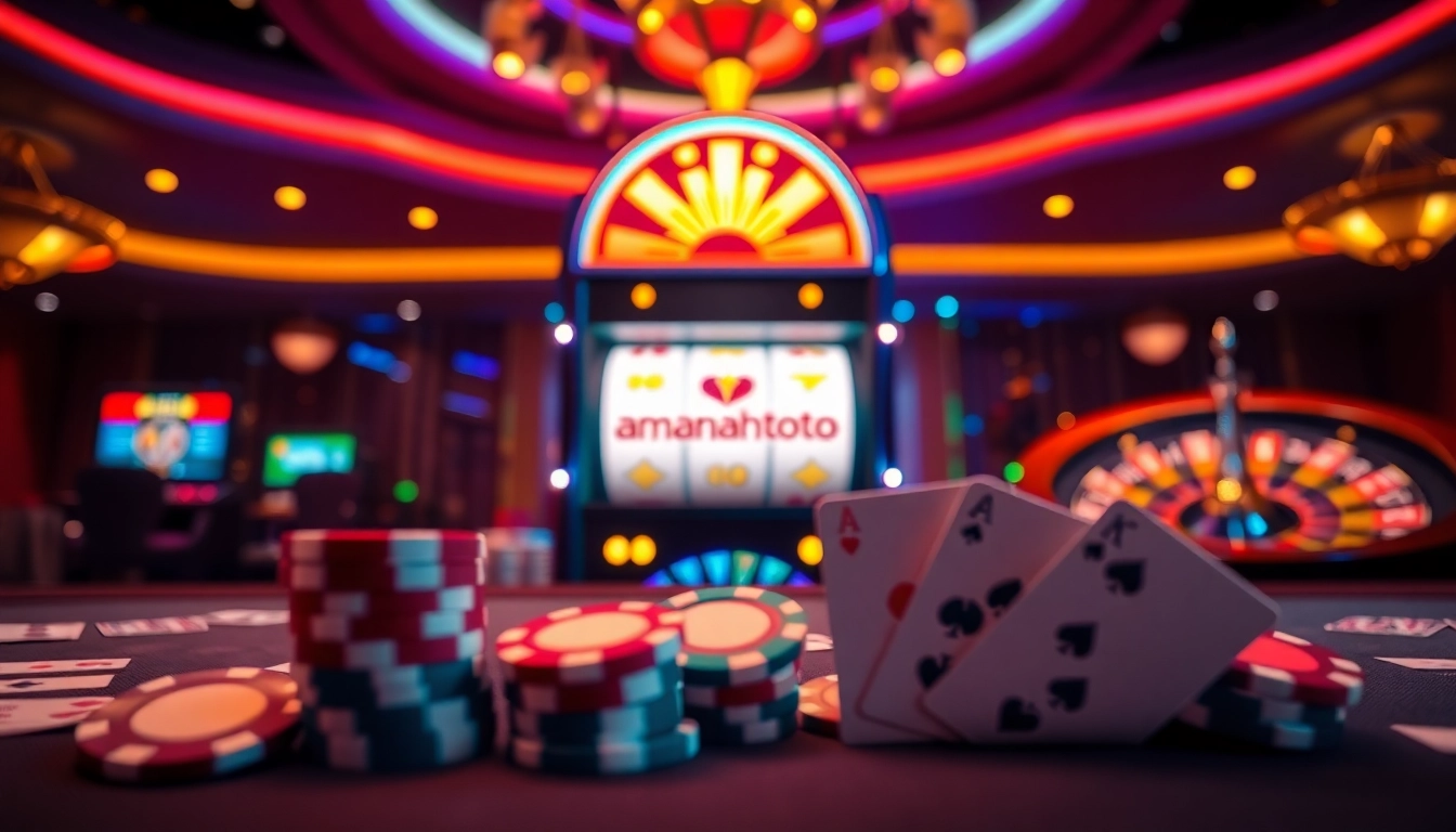 Experience the thrill of online gambling at amanahtoto with vibrant slot machines and exciting casino games.