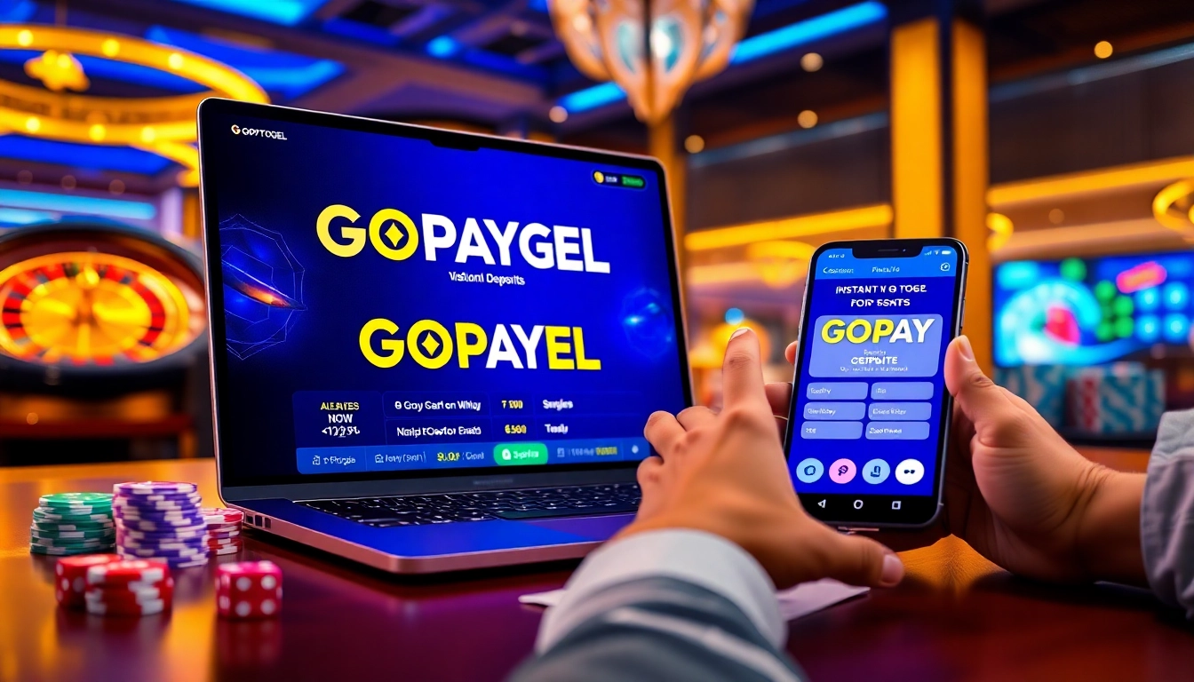 Engaging online gambler making instant GOPAYTOGEL bets with responsive digital interface