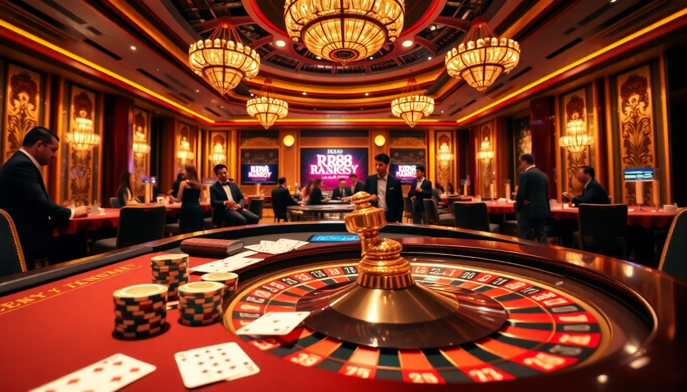 Experience the thrilling ambiance of Trang chủ RR88 with vibrant casino games and exciting players.