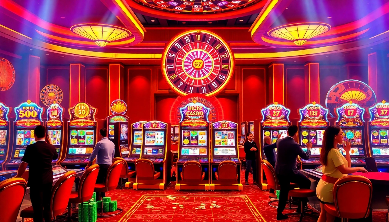 Rasakan sensasi mesin slot gacor dengan jackpot yang berwarna-warni di lingkungan kasino mewah.