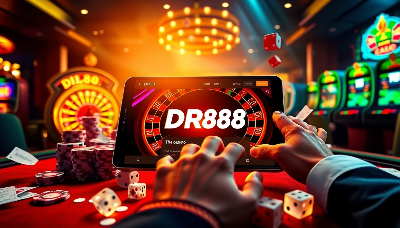 Professional placing strategic bets at vibrant casino table featuring Link nhà cái DR88 interface