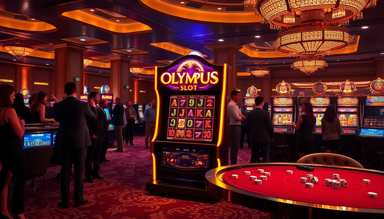 Experience the excitement of winning at the olympus slot machine in a luxurious casino setting.